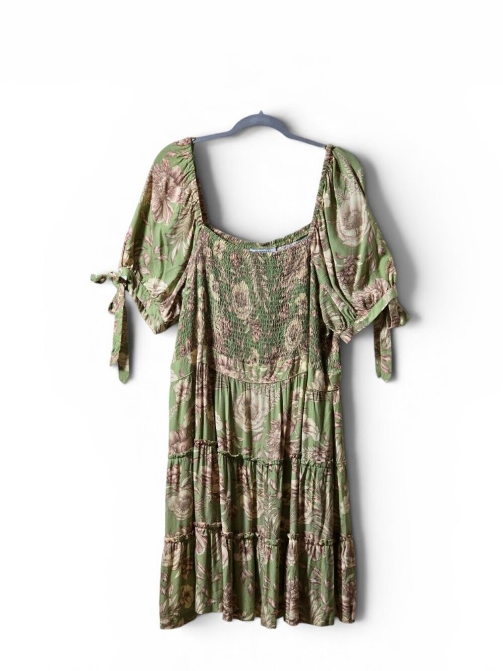 Agua Bendita x Target Floral Smocked Mini Dress 1X Green Cottagecore Boho